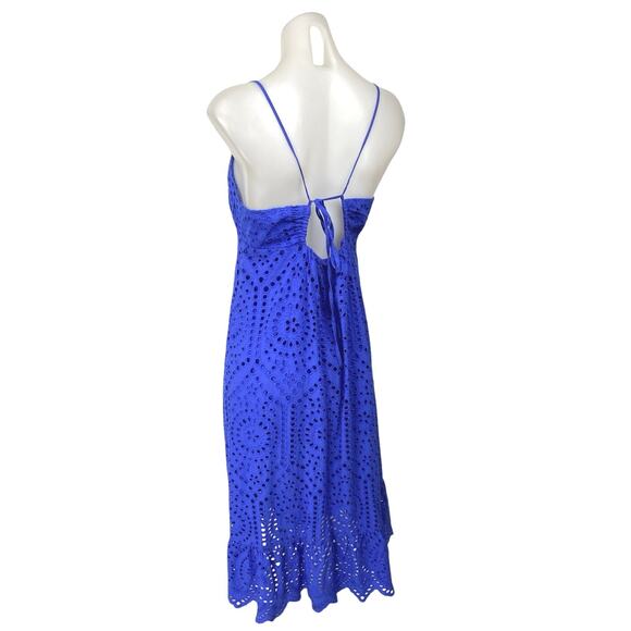 H&M Blue Eyelet Embroidered Sleeveless Cami Camisole V-Neck Midi Tank Dress M - Picture 2 of 5